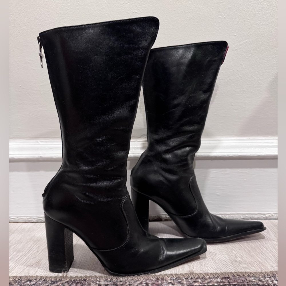 Cafenoir Black Italian Leather Women's Boots, size